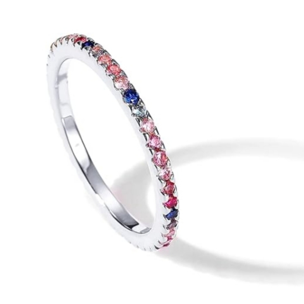 14K Gold Plated Colored CZ Stones Simulated Diamond In White Gold